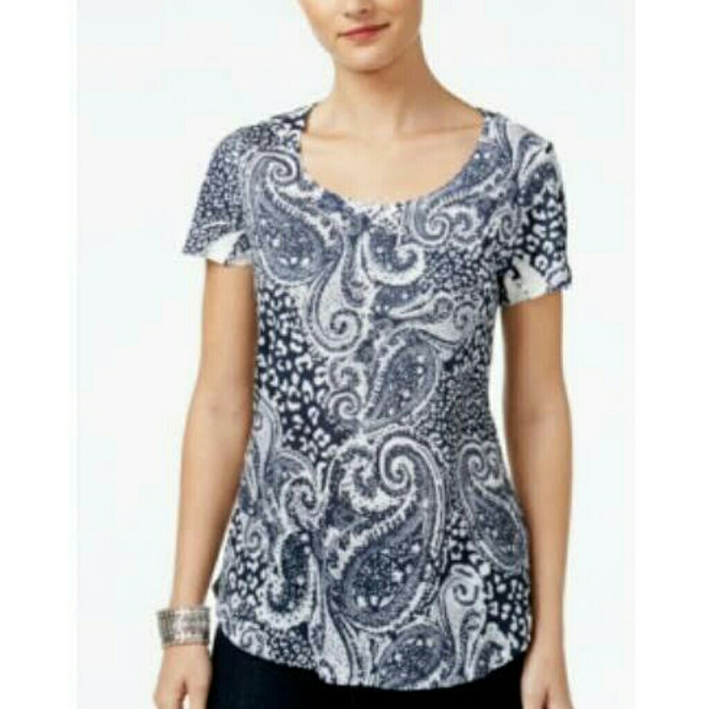 🆕 Paisley Women's Top Size XS Tee shirt polyester